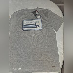 Life is Good Gray Men's Crusher T-Shirt SZ M DOG NEW